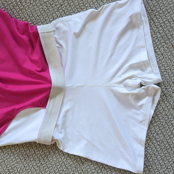 Nike Pink & White Tennis Skirt with built-in shorts and mesh overlay - Picture 3 of 6